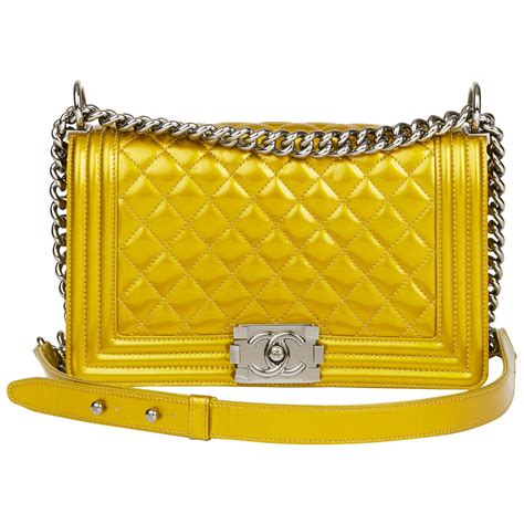 chanel boy medium yellow